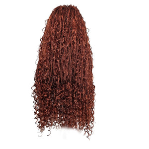 Boho Style Fully Hand Braided Wig - Auburn Red Medium 56cm $200 Box Braids QualityHairByLawlar
