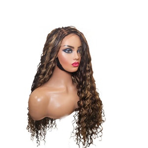 Boho Style Fully Hand Braided Wig - Black & Gold Medium 56cm $200 Box Braids QualityHairByLawlar