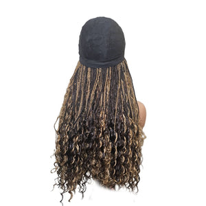 Boho Style Fully Hand Braided Wig - Black & Gold Medium 56cm $200 Box Braids QualityHairByLawlar