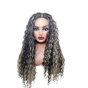 Boho Style Fully Hand Braided Wig - Blonde & Black Medium 56cm $200 Box Braids QualityHairByLawlar (9335608246581)