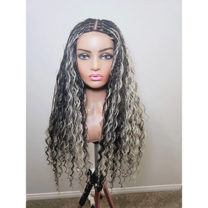 Boho Style Fully Hand Braided Wig - Blonde & Black Medium 56cm $200 Box Braids QualityHairByLawlar (9335608246581)