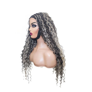 Boho Style Fully Hand Braided Wig - Blonde & Black Medium 56cm $200 Box Braids QualityHairByLawlar (9335608246581)