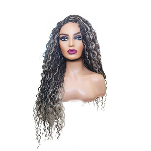 Boho Style Fully Hand Braided Wig - Blonde & Black Medium 56cm $200 Box Braids QualityHairByLawlar