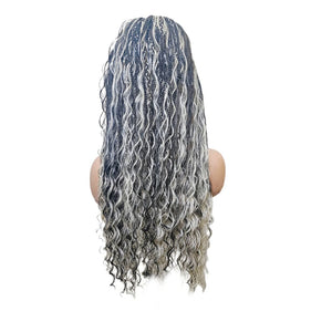 Boho Style Fully Hand Braided Wig - Blonde & Black Medium 56cm $200 Box Braids QualityHairByLawlar (9335608246581)