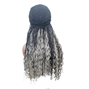 Boho Style Fully Hand Braided Wig - Blonde & Black Medium 56cm $200 Box Braids QualityHairByLawlar (9335608246581)