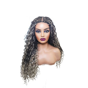 Boho Style Fully Hand Braided Wig - Blonde & Black Medium 56cm $200 Box Braids QualityHairByLawlar