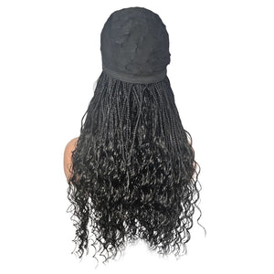 Boho Style Fully Hand Braided Wig - Glueless Box Braids Medium 56cm $200 QualityHairByLawlar (8854942187829)