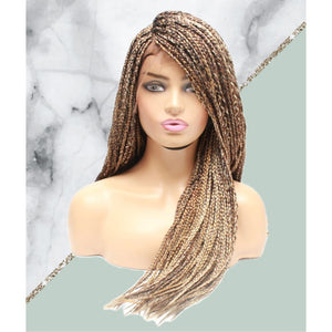 Box Braids Fully Hand Braided Lace Wig (Balayage Mix) - Medium - 56cm $200 Box Braids QualityHairByLawlar (4993383628886)
