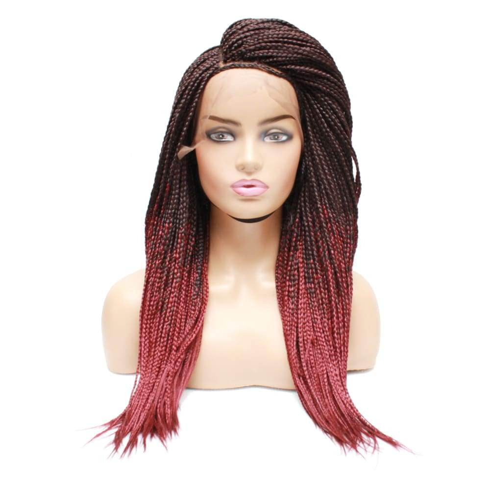 Box Braids Fully Hand Braided Ombre Lace Wig (99J/39) - Medium - 56cm $180 Box Braids QualityHairByLawlar (4991165333590)