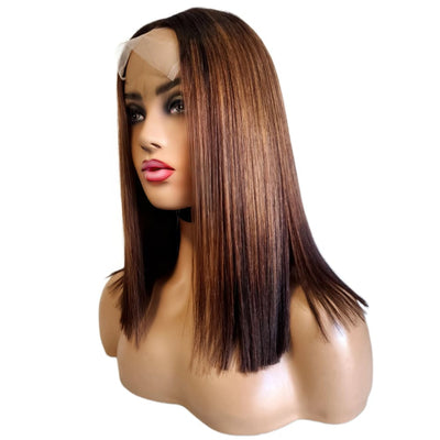 Brazilian 3 Tone Human Hair Lace Closure Bob Wig (14) - Medium - 56cm $250 Lace Front Wig QualityHairByLawlar