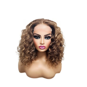 Brazilian Balayage Blonde Curly Human Hair Lace Front Wig- 14" (8034395226421)