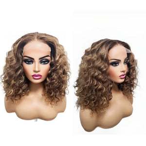 Brazilian Balayage Blonde Curly Human Hair Lace Front Wig- 14" (8034395226421)