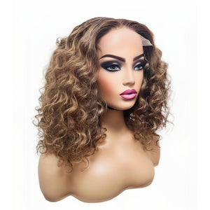 Brazilian Balayage Blonde Curly Human Hair Lace Front Wig- 14" (8034395226421)