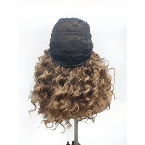 Brazilian Balayage Blonde Curly Human Hair Lace Front Wig- 14" (8034395226421)
