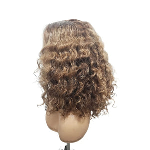 Brazilian Balayage Blonde Curly Human Hair Lace Front Wig- 14" (8034395226421)