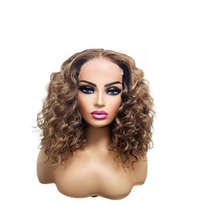 Brazilian Balayage Blonde Curly Human Hair Lace Front Wig- 14" (8034395226421)