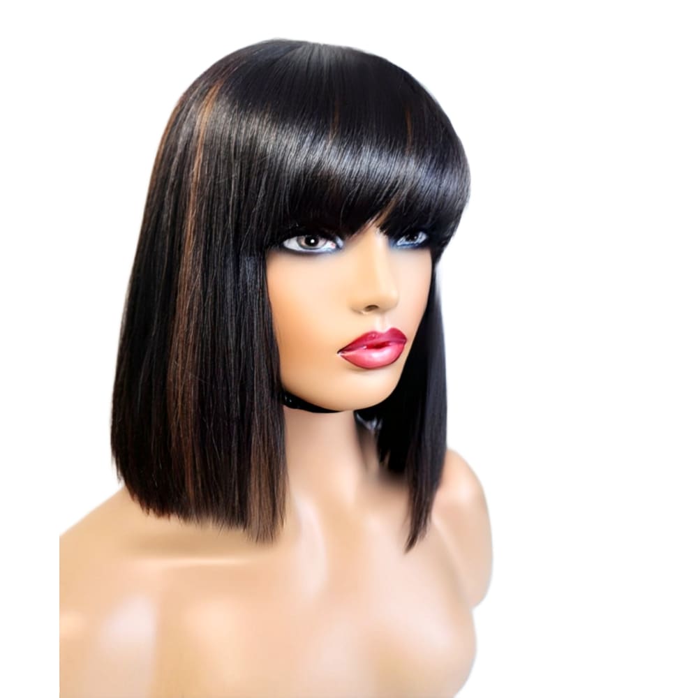 Brazilian Bob Human Hair Lace Front Wig With Bangs - Medium - 56cm $165 Lace Front Wig QualityHairByLawlar