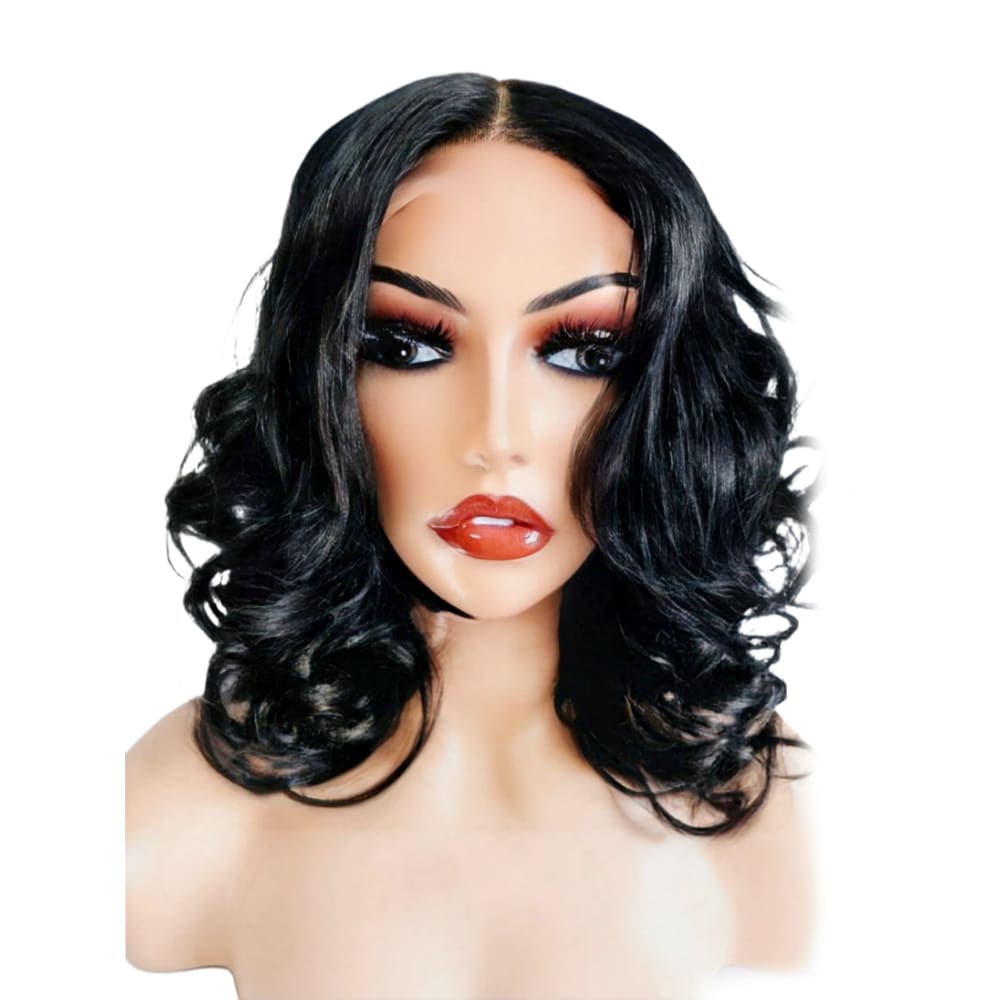 Brazilian Bouncy Wavy Human Hair Lace Front Wig (12’) - Medium - 56cm $170 Lace Front Wig QualityHairByLawlar