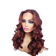 Brazilian Copper Highlights Human Hair Lace Closure Wig - Medium - 56cm $320 Lace Front Wig QualityHairByLawlar