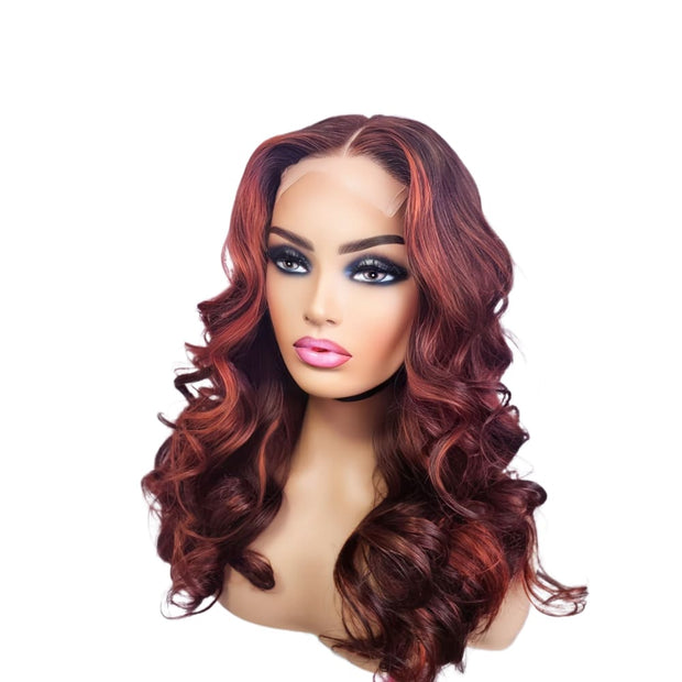 Brazilian Copper Highlights Human Hair Lace Closure Wig - Medium - 56cm $320 Lace Front Wig QualityHairByLawlar