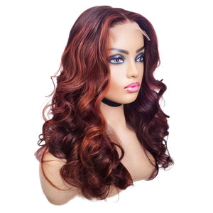 Brazilian Copper Highlights Human Hair Lace Closure Wig - Medium - 56cm $320 Lace Front Wig QualityHairByLawlar