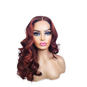 Brazilian Copper Highlights Human Hair Lace Closure Wig - Medium - 56cm $320 Lace Front Wig QualityHairByLawlar