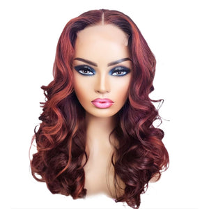 Brazilian Copper Highlights Human Hair Lace Closure Wig - Medium - 56cm $320 Lace Front Wig QualityHairByLawlar
