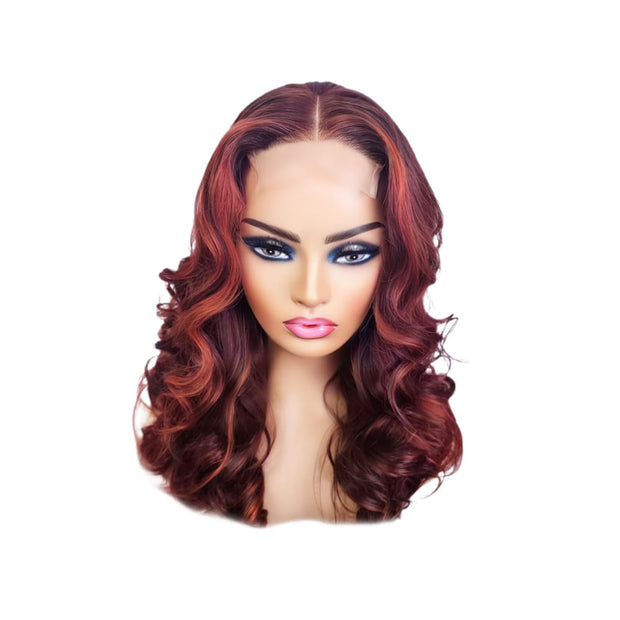 Brazilian Copper Highlights Human Hair Lace Closure Wig - Medium - 56cm $320 Lace Front Wig QualityHairByLawlar