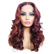 Brazilian Copper Highlights Human Hair Lace Closure Wig - Medium - 56cm $320 Lace Front Wig QualityHairByLawlar