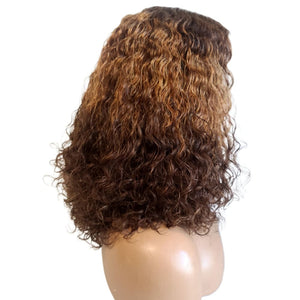 Brazilian Curly Mid Part 3 Tone Human Hair Lace Front Wig (12) - Medium - 56cm $220 Lace Front Wig QualityHairByLawlar