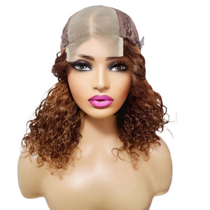 Brazilian Curly Mid Part 3 Tone Human Hair Lace Front Wig (12) - Medium - 56cm $220 Lace Front Wig QualityHairByLawlar