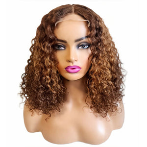 Brazilian Curly Mid Part 3 Tone Human Hair Lace Front Wig (12) - Medium - 56cm $220 Lace Front Wig QualityHairByLawlar