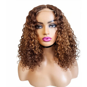 Brazilian Curly Mid Part 3 Tone Human Hair Lace Front Wig (12) - Medium - 56cm $220 Lace Front Wig QualityHairByLawlar