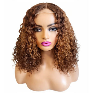 Brazilian Curly Mid Part 3 Tone Human Hair Lace Front Wig (12) - Medium - 56cm $220 Lace Front Wig QualityHairByLawlar