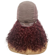 Brazilian Curly Mid Part Burgundy Human Hair Lace Front Wig (12") (8791666884917)