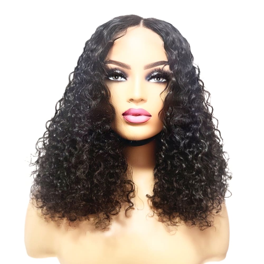 Brazilian Curly Mid Part Human Hair Lace Front Wig (12") (8791658889525)