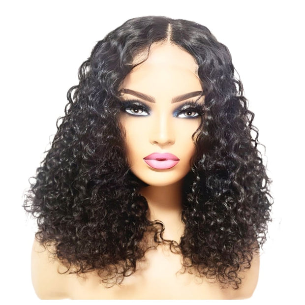Brazilian Curly Mid Part Human Hair Lace Front Wig (12") (8791658889525)