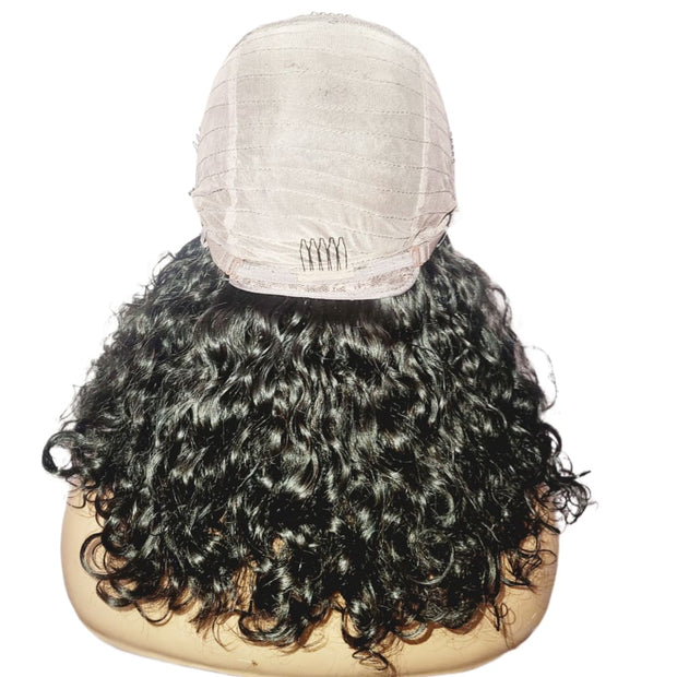 Brazilian Curly Mid Part Human Hair Lace Front Wig (12") (8791658889525)