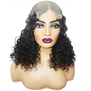 Brazilian Curly Mid Part Human Hair Lace Front Wig (12") (8791658889525)