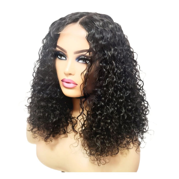 Brazilian Curly Mid Part Human Hair Lace Front Wig (12") (8791658889525)