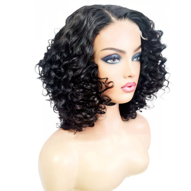Brazilian Curly Side Part Human Hair Lace Front Wig (12) - Medium - 56cm $200 Lace Front Wig QualityHairByLawlar