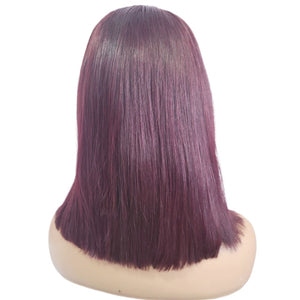 Brazilian Human Hair Lace Front Burgundy Bob Wig (10") (8791671800117)