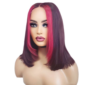 Brazilian Human Hair Lace Front Burgundy Bob Wig (10") (8791671800117)