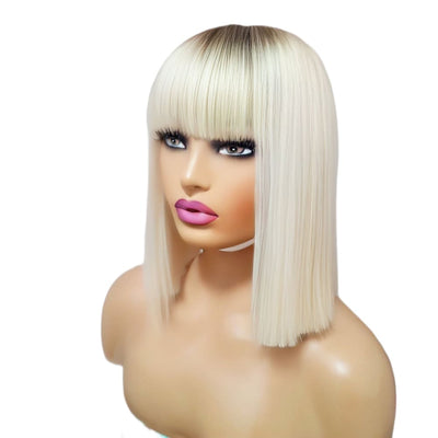 Brazilian Human Hair Lace Front Wig With Bangs (10) - Medium - 56cm $185 Lace Front Wig QualityHairByLawlar