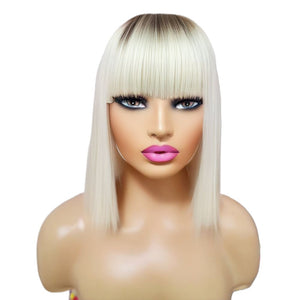 Brazilian Human Hair Lace Front Wig With Bangs (10) - Medium - 56cm $185 Lace Front Wig QualityHairByLawlar