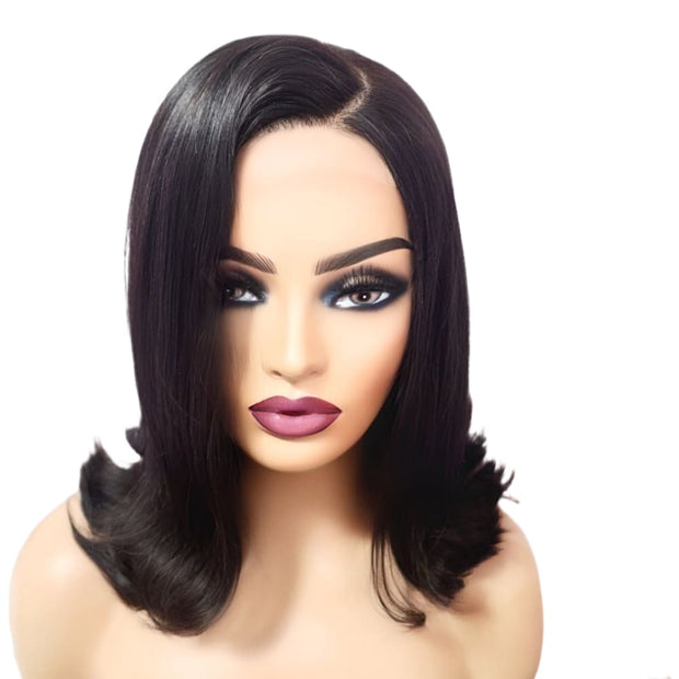 Brazilian Silky Straight C- Part Human Hair Lace Front Wig (10") (4782386577494)