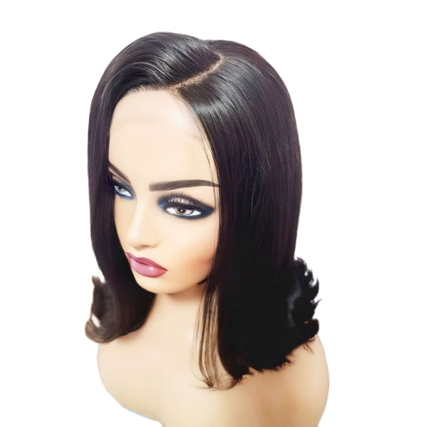 Brazilian Silky Straight C- Part Human Hair Lace Front Wig (10") (4782386577494)