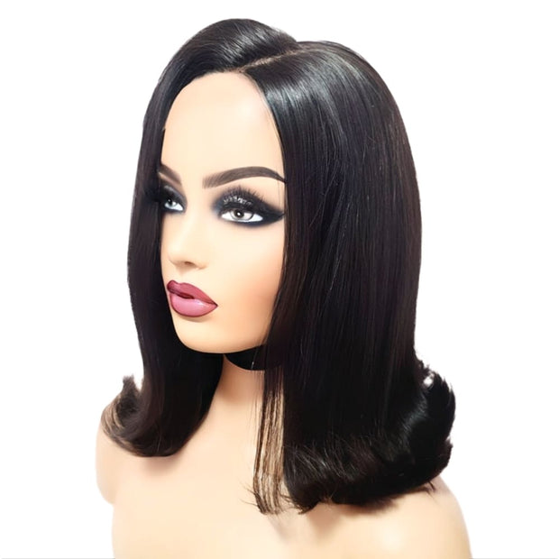 Brazilian Silky Straight C- Part Human Hair Lace Front Wig (10") (4782386577494)