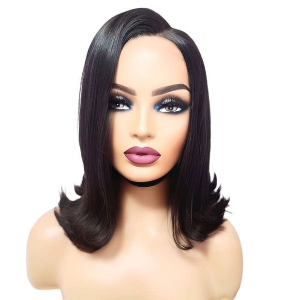 Brazilian Silky Straight C- Part Human Hair Lace Front Wig (10") (4782386577494)
