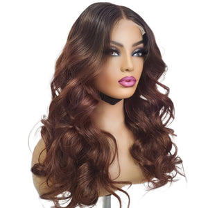 Brazilian Wavy Ombre Color Human Hair Lace Front Wig (16") (8791688806709)